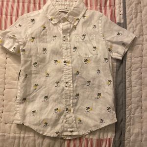 Janie and Jack toddler boy white cotton short sleeve shirt.